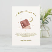 Elegant Boho Boek Moon Star Baby shower Bedankkaart (Staand voorkant)
