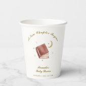 Elegant Boho Boek Moon Star Baby shower Papieren Bekers (Achterkant)