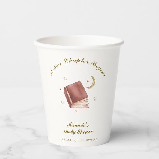 Elegant Boho Boek Moon Star Baby shower Papieren Bekers (Voorkant)