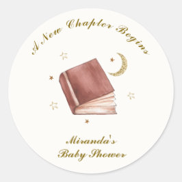 Elegant Boho Boek Moon Star Baby shower Ronde Sticker