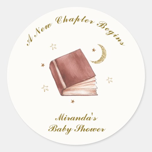 Elegant Boho Boek Moon Star Baby shower Ronde Sticker (Voorkant)