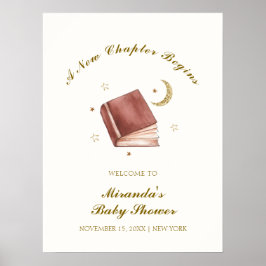 Elegant Boho Boek Moon Star Baby shower Welkom Poster