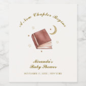 Elegant Boho Boek Moon Star Baby shower Wijn Etiket (Enkel label)