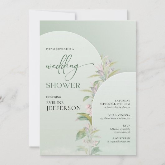 Elegant boho booggroen bladgroen bloesje kaart (Voorkant)