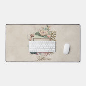Elegant Boho Book Stack Floral  Name Bureaumat (Keyboard & Muis)