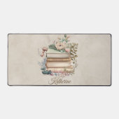 Elegant Boho Book Stack Floral  Name Bureaumat (Voorkant)
