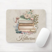 Elegant Boho Book Stack Floral  Name Muismat (Met muis)