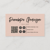 Elegant Boho Bord Roze QR Code Modern Unique Girly Visitekaartje (Achterkant)