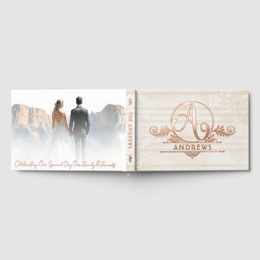 Elegant Boho Botanical Custom Monogram Wedding Gastenboek (Volledig)