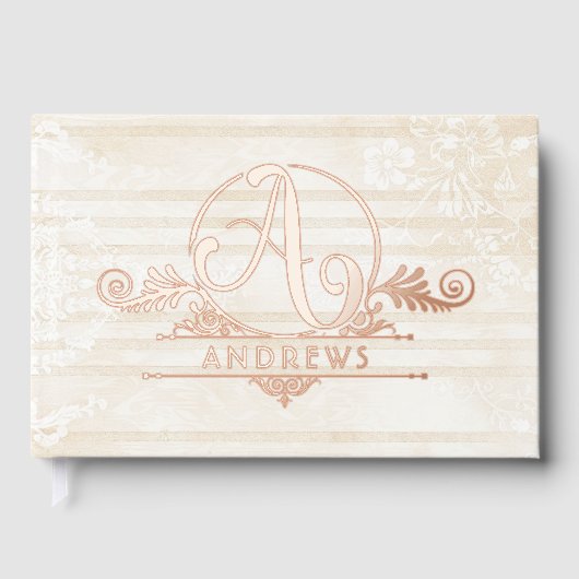 Elegant Boho Botanical Custom Monogram Wedding Gastenboek (Voorkant)