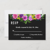 Elegant Boho Botanical Garden Black Floral Wedding RSVP Kaartje (Voorkant)