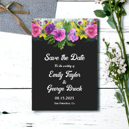 Elegant Boho Botanical Garden Black Floral Wedding Save The Date