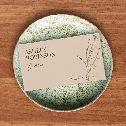 Elegant boho botanical pastel earthy QR code Visitekaartje