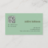 Elegant boho botanical pastel green QR code Visitekaartje (Achterkant)