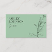 Elegant boho botanical pastel green QR code Visitekaartje (Voorkant)