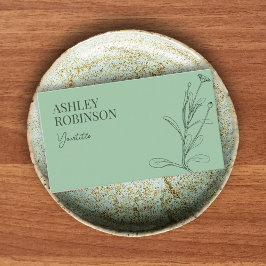 Elegant boho botanical pastel green QR code Visitekaartje