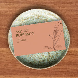Elegant boho botanical pastel terracotta QR code Visitekaartje