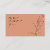 Elegant boho botanical pastel terracotta QR code Visitekaartje (Voorkant)