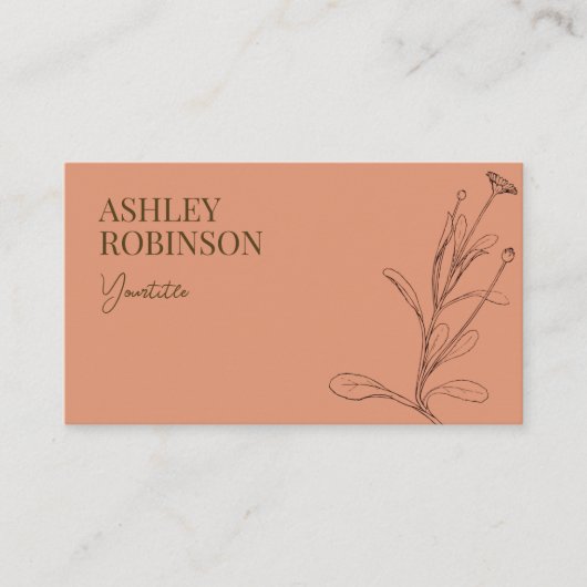 Elegant boho botanical pastel terracotta QR code Visitekaartje (Voorkant)