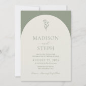 Elegant Boho Botanical Sage Green Wedding Foto Kaart (Voorkant)