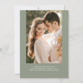 Elegant Boho Botanical Sage Green Wedding Foto Kaart (Achterkant)