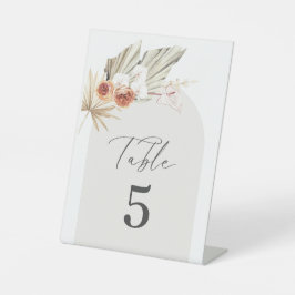 Elegant Boho Botanical Wedding Table Number Reclamebord Met Voetstuk