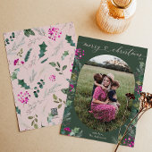 Elegant Boho Botanisch Bladgroen Kerstmis Feestdagenkaart