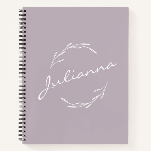 Elegant Boho Botanisch Wreator Lila Gepersonalisee Notitieboek (Voorkant)