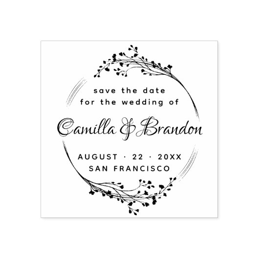 Elegant Boho Botanische Classy Lettering Wedding Rubberstempel (Afrduk)