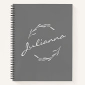 Elegant Boho botanische kreet in grijs gepersonali Notitieboek (Voorkant)