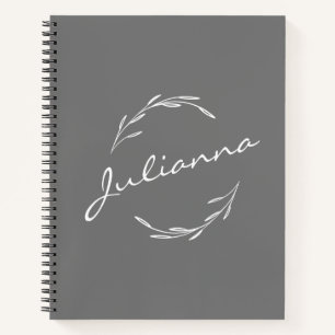 Elegant Boho botanische kreet in grijs gepersonali Notitieboek