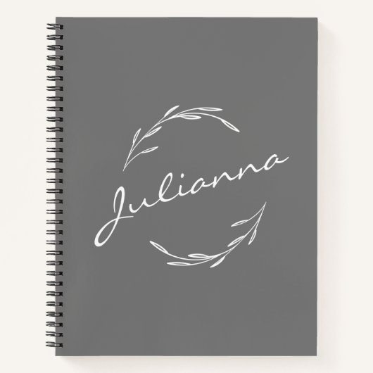 Elegant Boho botanische kreet in grijs gepersonali Notitieboek (Voorkant)
