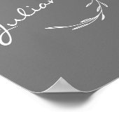 Elegant Boho botanische kreet in grijs gepersonali Poster (Hoek)