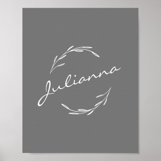 Elegant Boho botanische kreet in grijs gepersonali Poster (Voorkant)