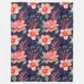 Elegant boho botanische mooie wilde bloemen marine fleece deken (Voorkant)