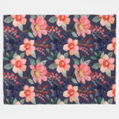 Elegant boho botanische mooie wilde bloemen marine fleece deken (Voorkant (Horizontaal))