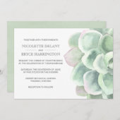 Elegant Boho Botanische Sage Succulent Wedding Kaart (Voorkant / Achterkant)