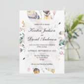 Elegant Boho Bouquet Wedding Invitation Kaart (Staand voorkant)