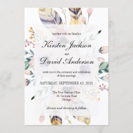 Elegant Boho Bouquet Wedding Invitation Kaart