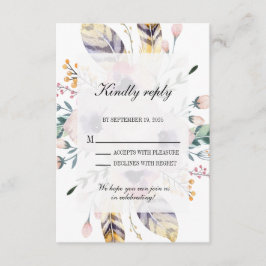 Elegant Boho Bouquet Wedding Rsvp Informatiekaartje