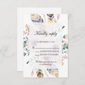 Elegant Boho Bouquet Wedding Rsvp Informatiekaartje (Voorkant / Achterkant)
