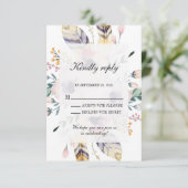 Elegant Boho Bouquet Wedding Rsvp Informatiekaartje (Staand voorkant)