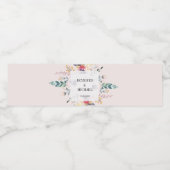 Elegant Boho Bouquet Wedding Waterfles Etiket (Enkel label)