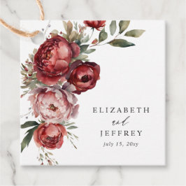 Elegant Boho Bourgondië Blush Bloemen Bruiloft Bedankjes Labels