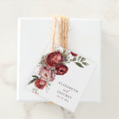 Elegant Boho Bourgondië Blush Bloemen Bruiloft Bedankjes Labels (In situ)