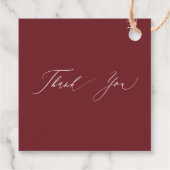 Elegant Boho Bourgondië Blush Bloemen Bruiloft Bedankjes Labels (Achterkant)