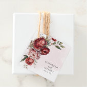 Elegant Boho Bourgondië Blush Bloemen Bruiloft Bedankjes Labels (In situ)