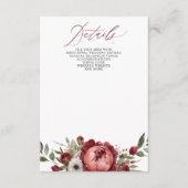 Elegant Boho Bourgondië Blush Bloemen Bruiloft Informatiekaartje (Voorkant)