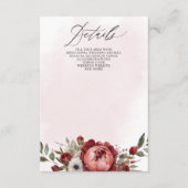 Elegant Boho Bourgondië Blush Bloemen Bruiloft Informatiekaartje (Voorkant)