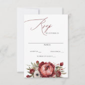 Elegant Boho Bourgondië Blush Bloemen Bruiloft RSVP Kaartje (Voorkant)